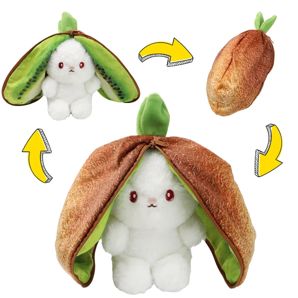 New Original Bunny Plush Toy Cute Fruit Rabbit Stuffed Fruit Transform Cuddly Bunny Soft Doll for Kids Birthday Christmas Gift