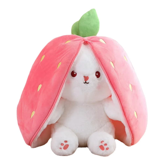 Strawberry Rabbit Plush Toy 18-35Cm Cute Fruit Transform Strawberry Carrot Big Ears Rabbit Soft Kids Christmas Birthday Gift