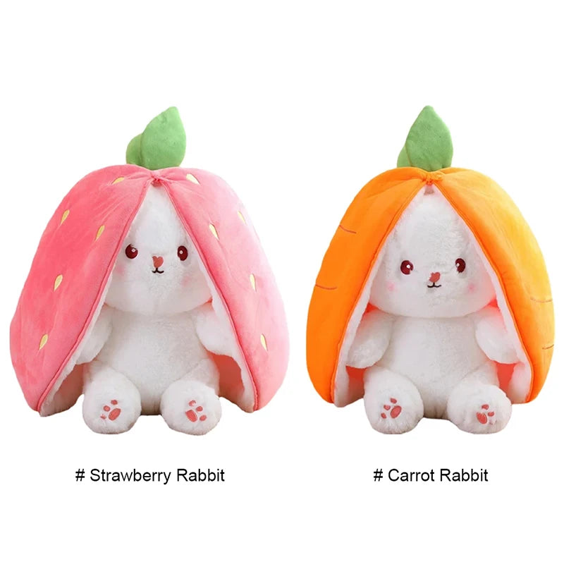 Strawberry Rabbit Plush Toy 18-35Cm Cute Fruit Transform Strawberry Carrot Big Ears Rabbit Soft Kids Christmas Birthday Gift